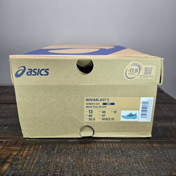 NEW ASICS Novablast 5 Mens Size 13 Running Shoes Wave Teal 1011b974 - Picture 13 of 13